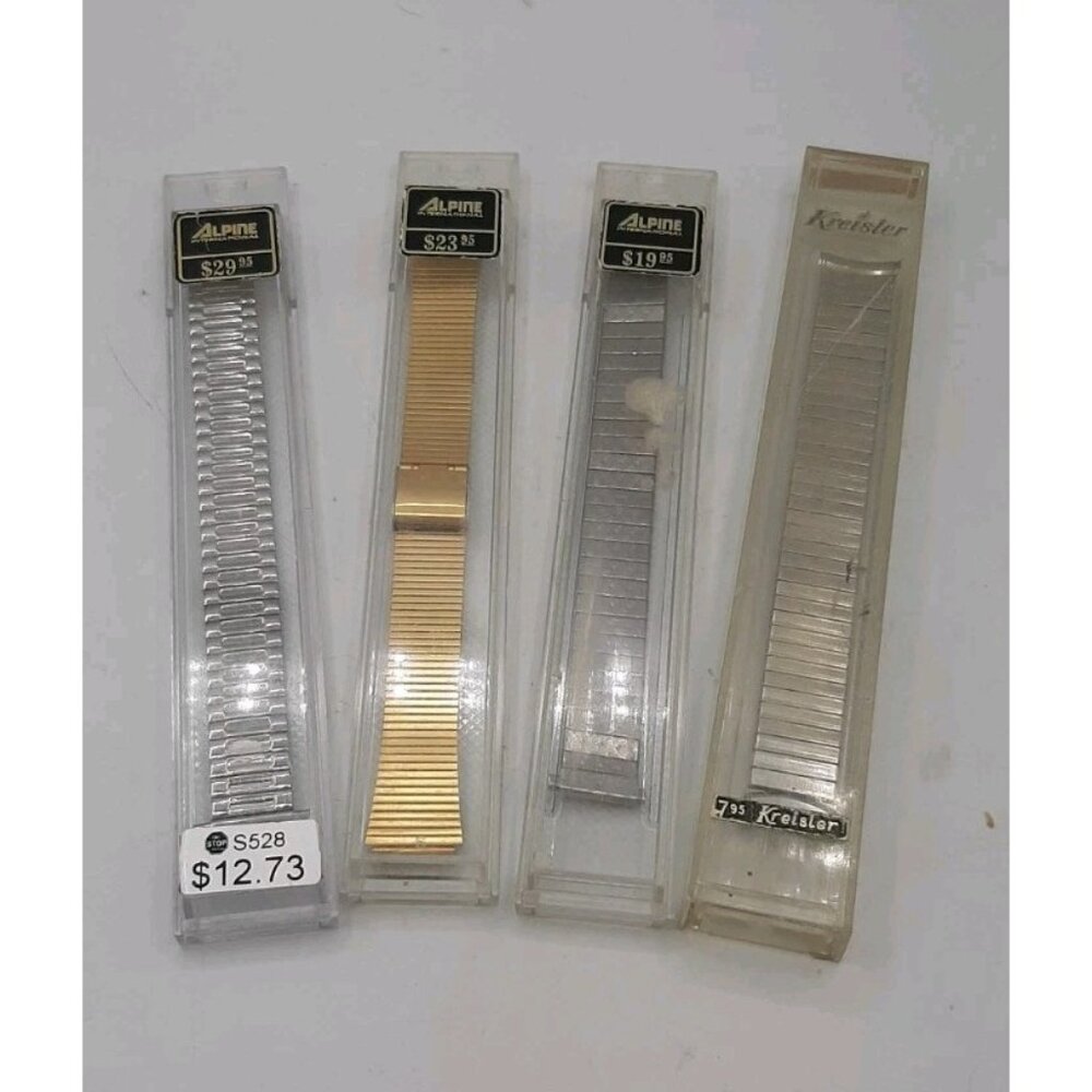 New Alpine & Kreisler Metal Watch Bands Watchmaker Repair Part Case Lot of 4